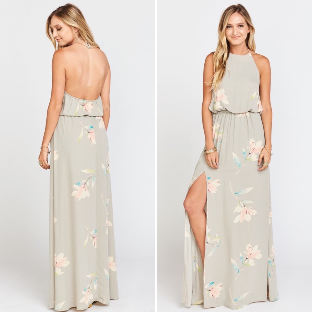 Show Me Your MuMu Sage Floral Halter Maxi Dress